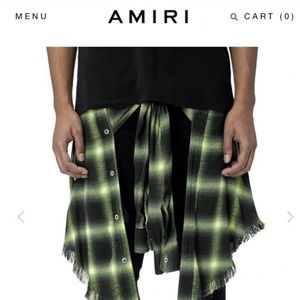 SS19 Amiri raw hem flannel shirt wrap